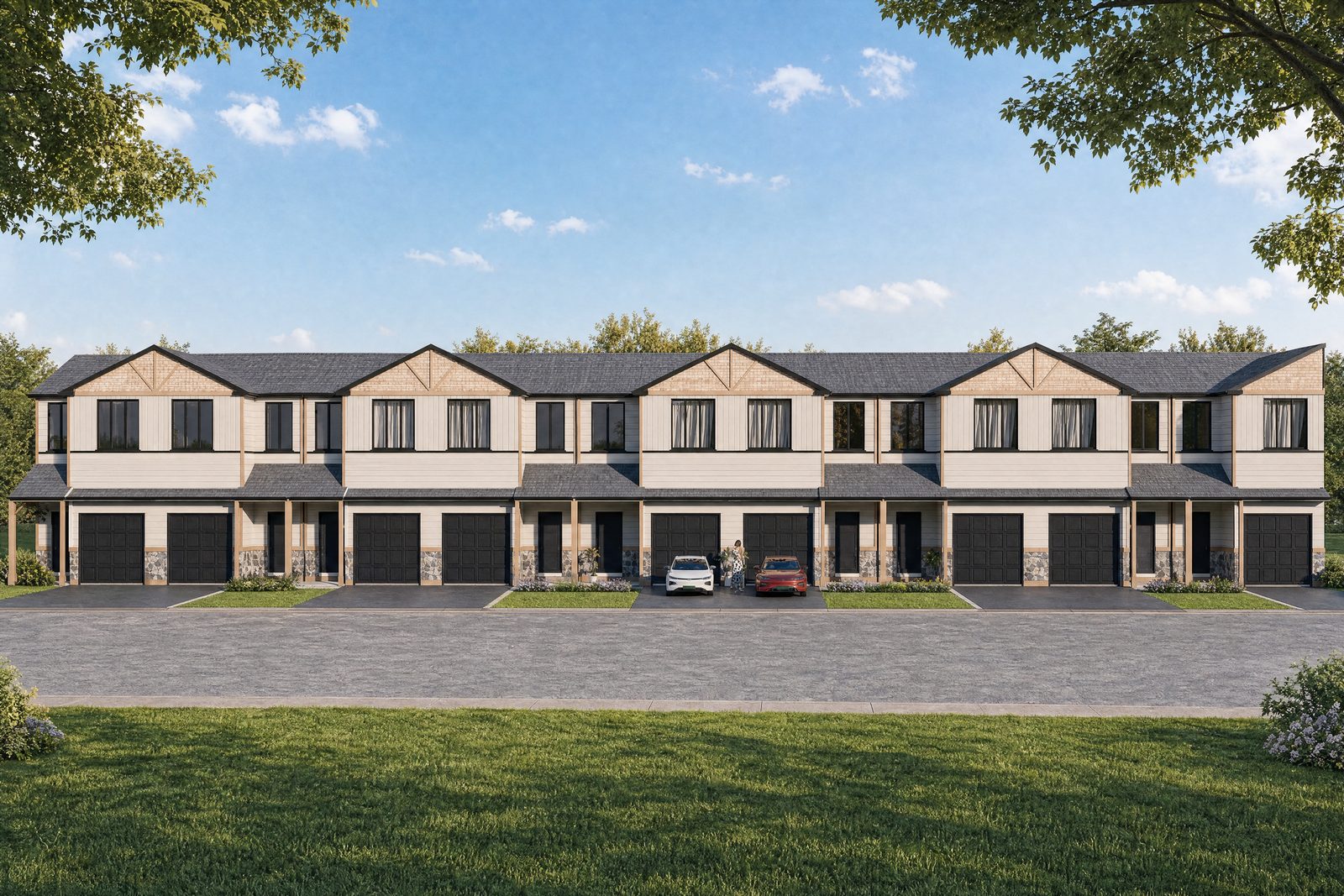 Blocks D and E two-storey townhomes — street elevation
