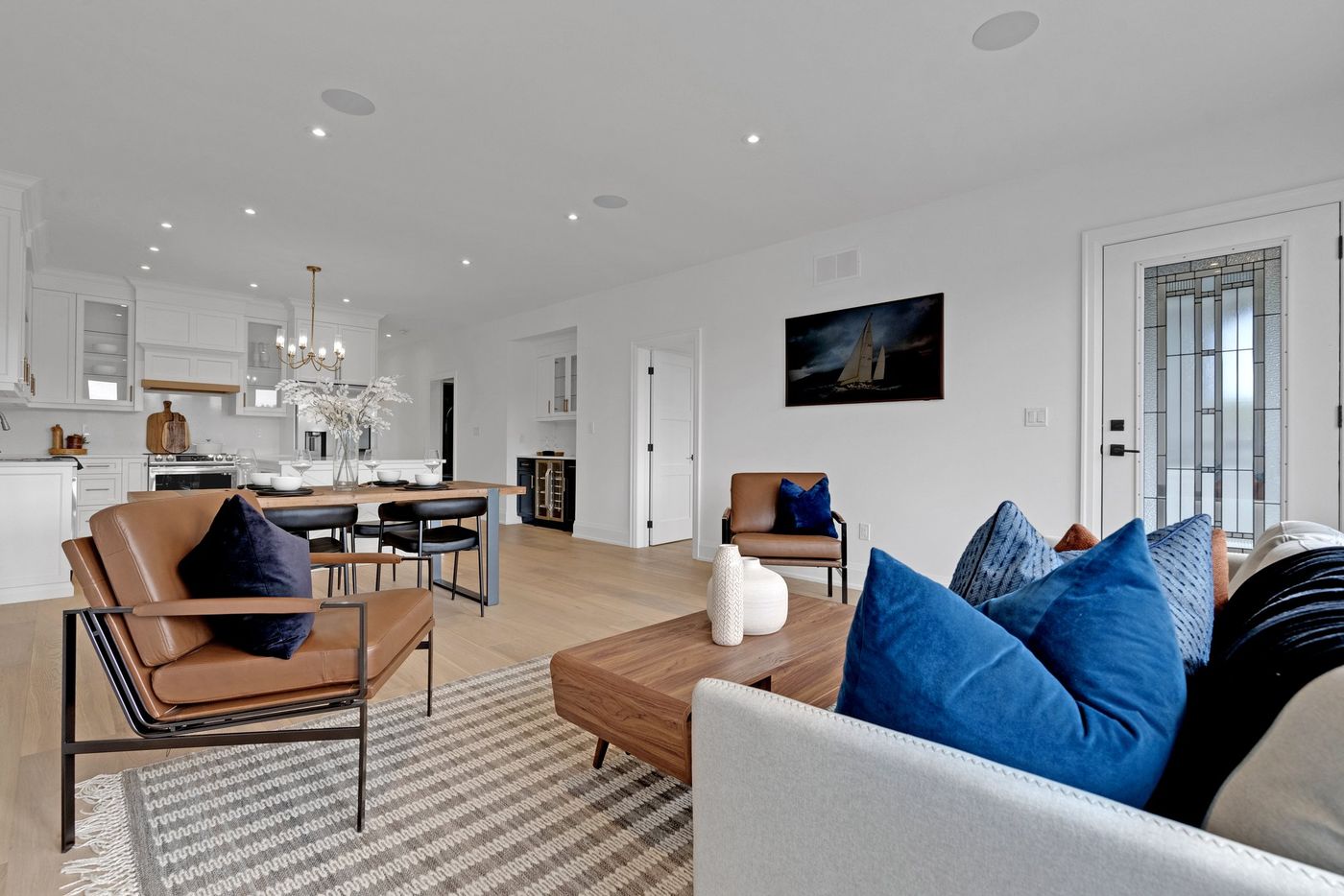 Open-concept living, dining and kitchen