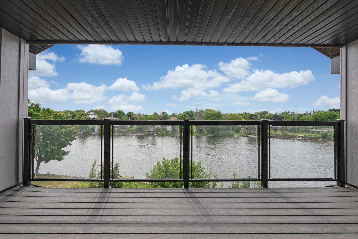 Covered balcony overlooking the Trent River