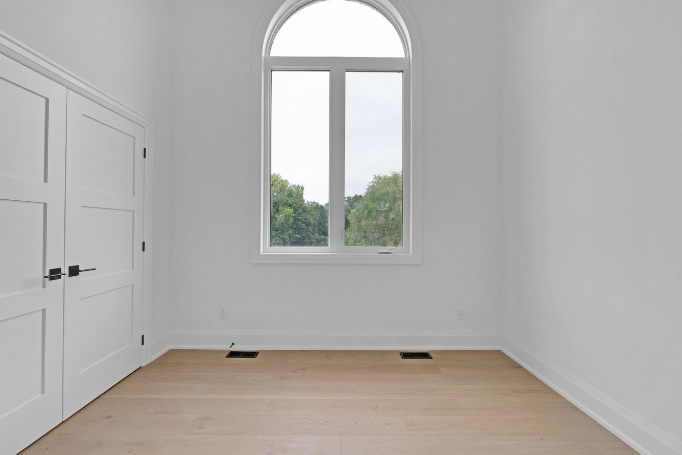Bedroom with arched window